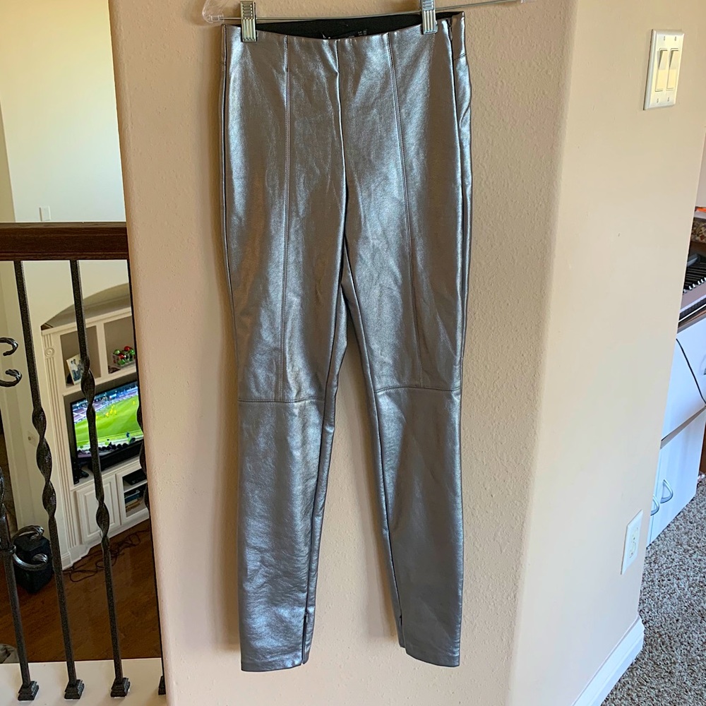 Metalized silver pants